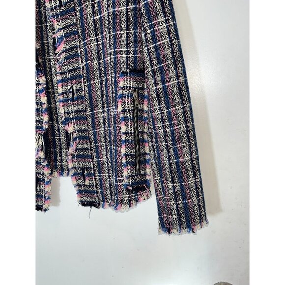 IRO Frannie Blue Tweed Open Front Jacket Size 36 ( Small) S Multicolor - Picture 3 of 9